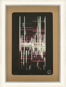 abstract art print - black - cream - ppink - red